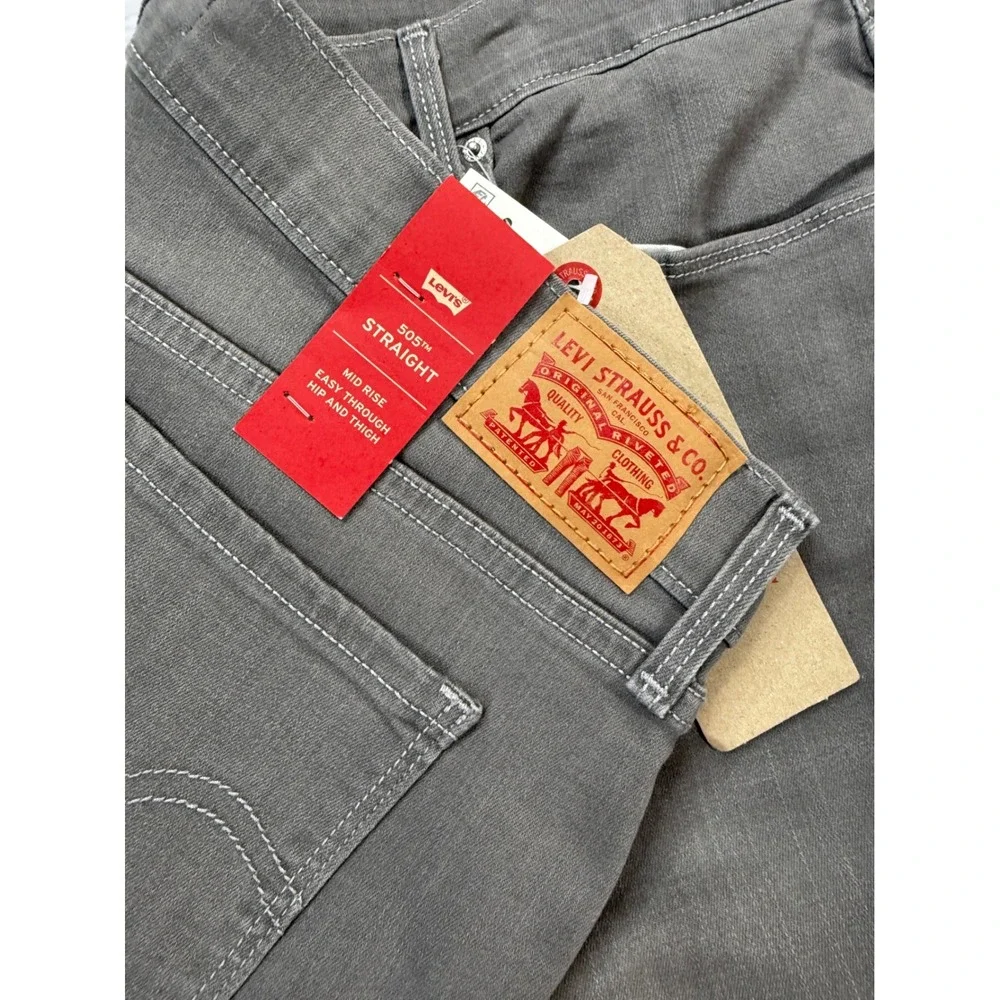Levi's 505 Straight Jeans Womens 14M W32 L32 Grey New Mid Rise Denim